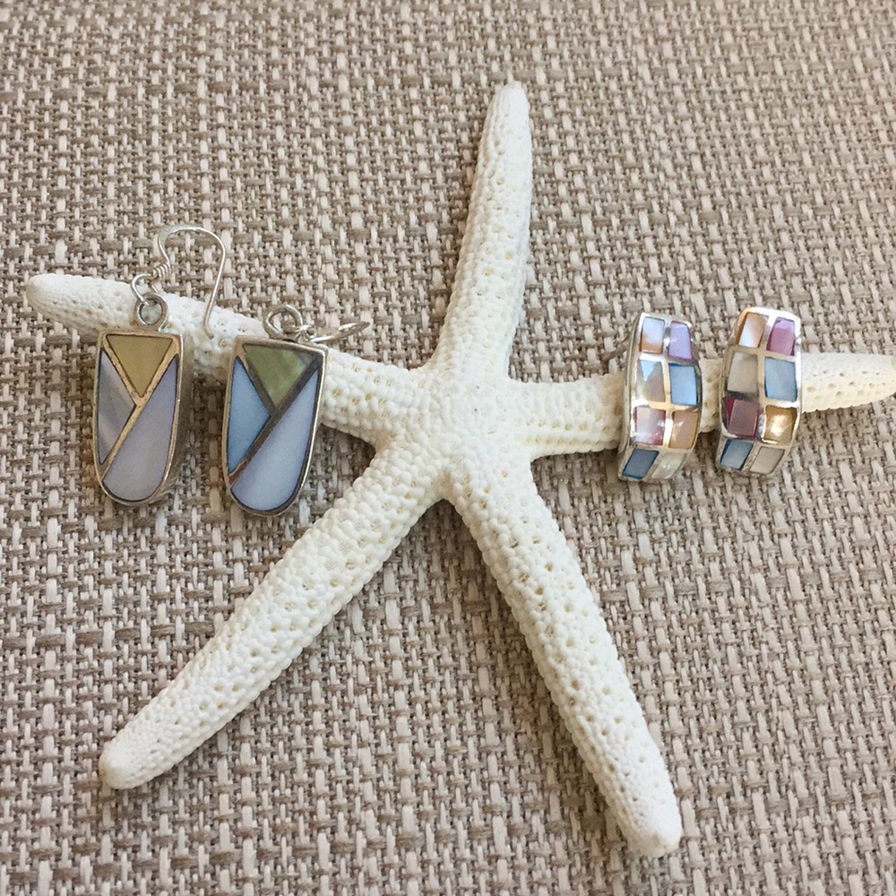 🌷Bundle Two Pair 925 Silver & Shell Earrings